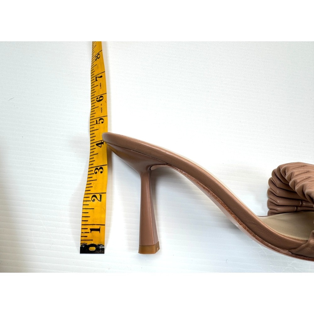 LPA Augstine Slip On Heels Women 8.5 NWOB Ruched Leather Mules Stiletto Beige - Picture 7 of 14